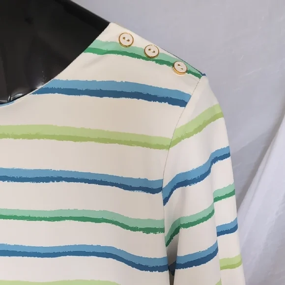 Peck & Peck Blue and Green Striped Top - Picture 5 of 9